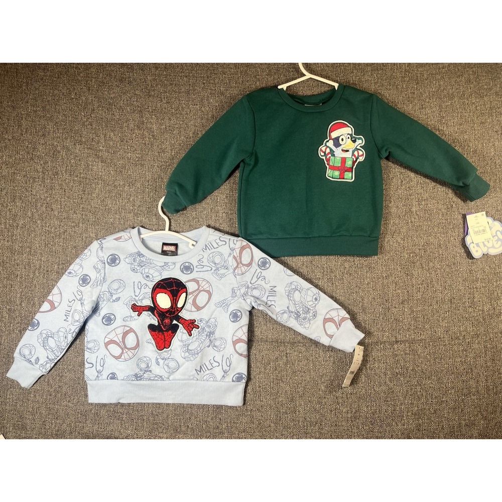 Spider-Man & Bluey Sweaters Baby Clothes 18 Months New with‎ Tags
